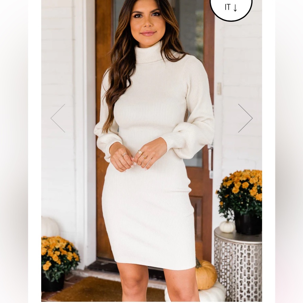 Worn once! Sweater dress from pink lily, xs, cream